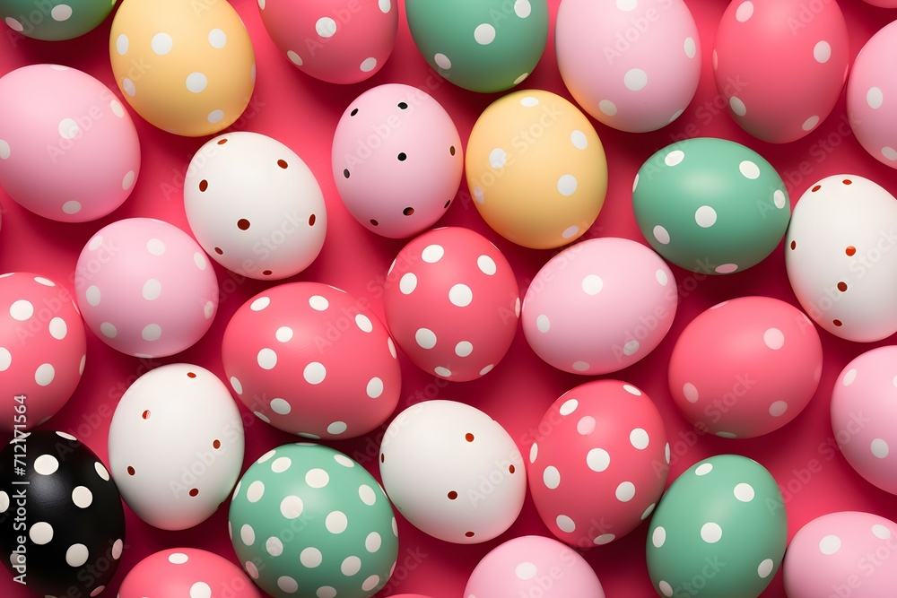 Easter Celebration: Polka-Dotted Eggs on Pink Easter Celebration: Polka-Dotted Eggs on Pink