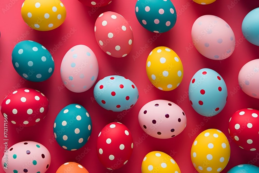 Easter Celebration: Polka-Dotted Eggs on Pink Easter Celebration: Polka-Dotted Eggs on Pink