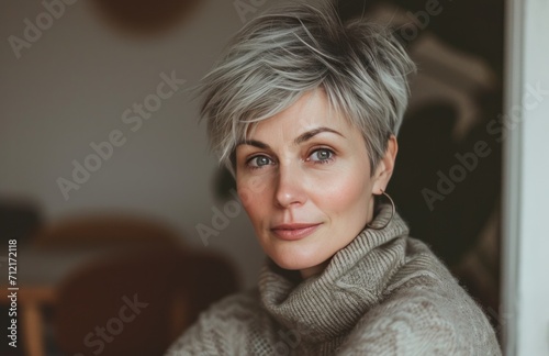 a woman sitting in a living room