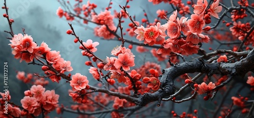 Blossoming cherry blossom tree