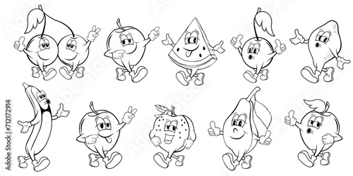 cartoon character of happy and cute fruits