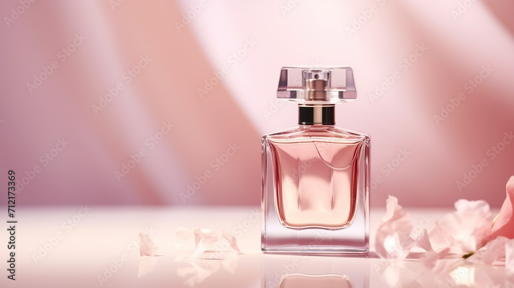 Chic Fragrance Bottle on Gradient Peach Backdrop Chic Fragrance Bottle on Gradient Peach Backdrop