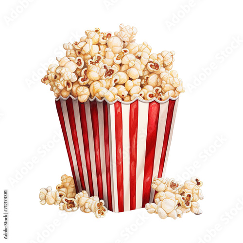 Popcorn Bucket with Red Popcorn. AI Generated Image
