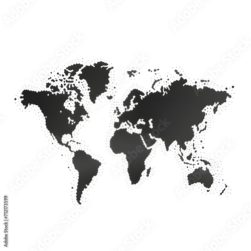 Vector world map  gray silhouette isolated on png background  illustration template.