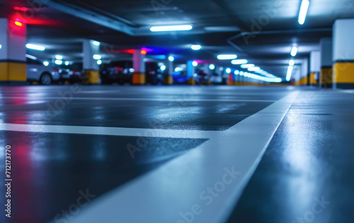 empty parking space in underground parking close-up