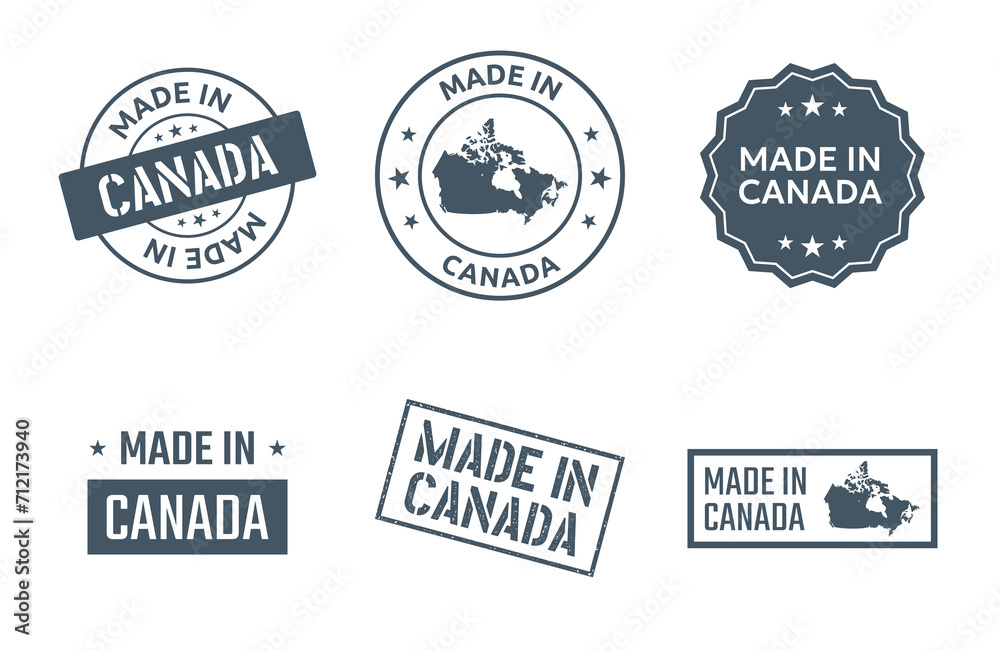 Fototapeta premium made in Canada labels, Canadian product icon set