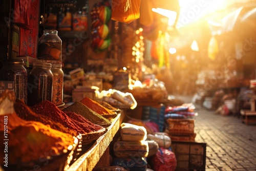Step into the Vibrant Tapestry of Marrakech's Bustling Market at Sunset, Where Colors Dance and the Essence of Moroccan Culture Envelops You.
