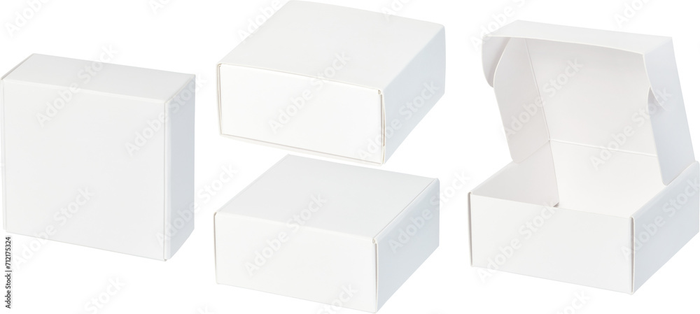 white cardboard box or giftbox set different angle view white cardboard box or giftbox set different angle view