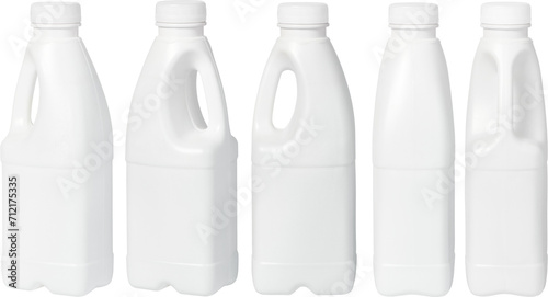 milk or yogurt plastic bottle set with coloured cap photo