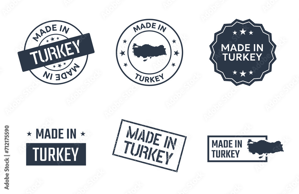 made in Turkey labels set, Republic of Turkey product icons