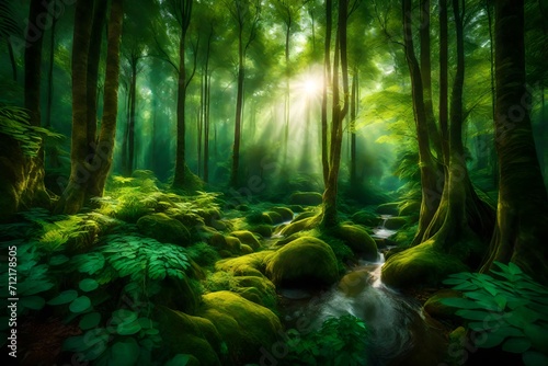 forest in the morning generated by AI technology