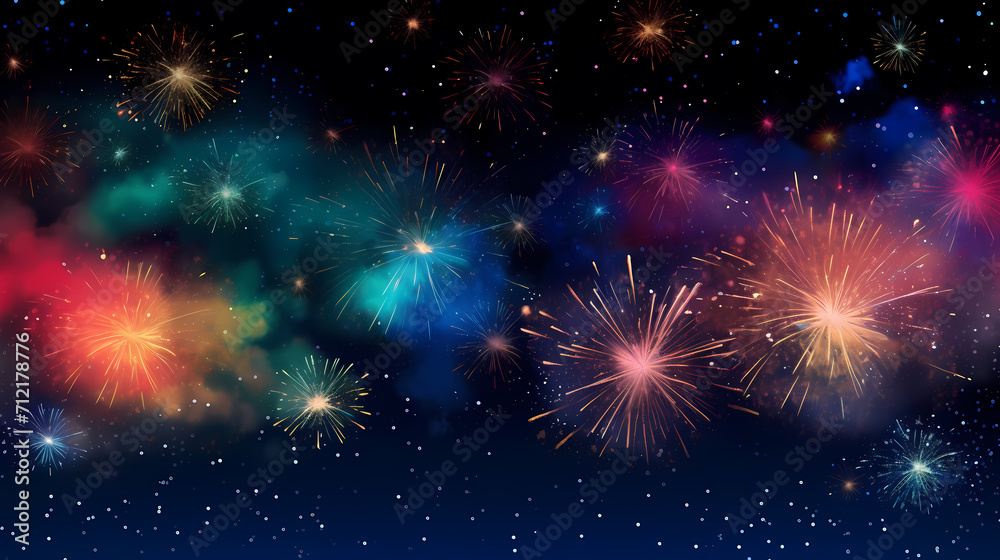 Happy New Year, burning fireworks with bokeh light background Happy New Year, burning fireworks with bokeh light background