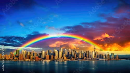 vibrant sky rainbow background illustration nature beauty  celestial ethereal  magical serene vibrant sky rainbow background
