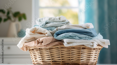 Clean and fresh laundry in basket