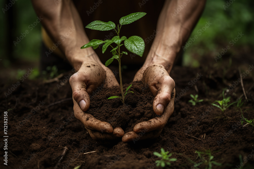 Planting trees for the environment and natural resources. Ai generate. Planting trees for the environment and natural resources. Ai generate.