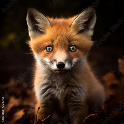 Nice baby fox look ahead face image Generative AI