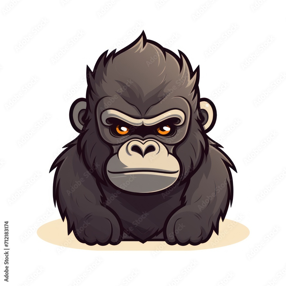 Gorilla vector illustration. Cartoon gorilla character isolated on white background. Generative AI