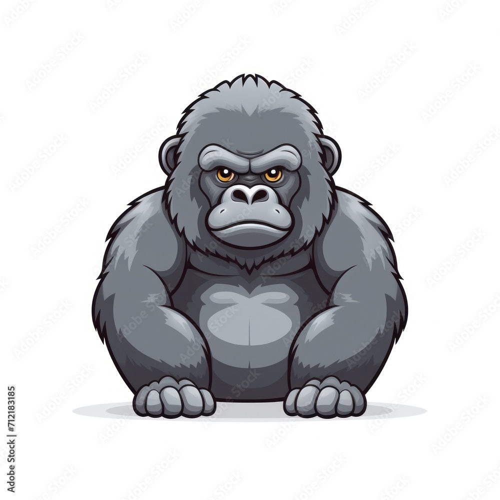 Gorilla isolated on white background. Cartoon style. illustration. Generative AI