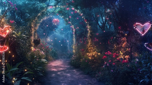 Canvastavla enchanted love forest in the valentines day pragma