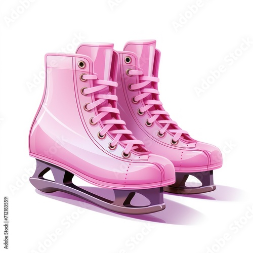 Pink ice skates isolated on white background. illustration. Eps 10. Generative AI