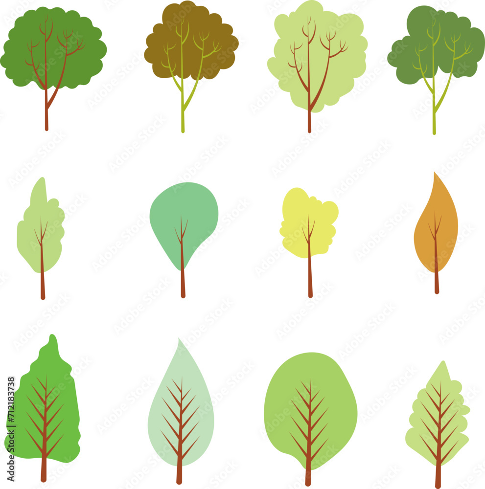 Collection of trees illustrations. Can be used to illustrate any nature or healthy lifestyle topic.
