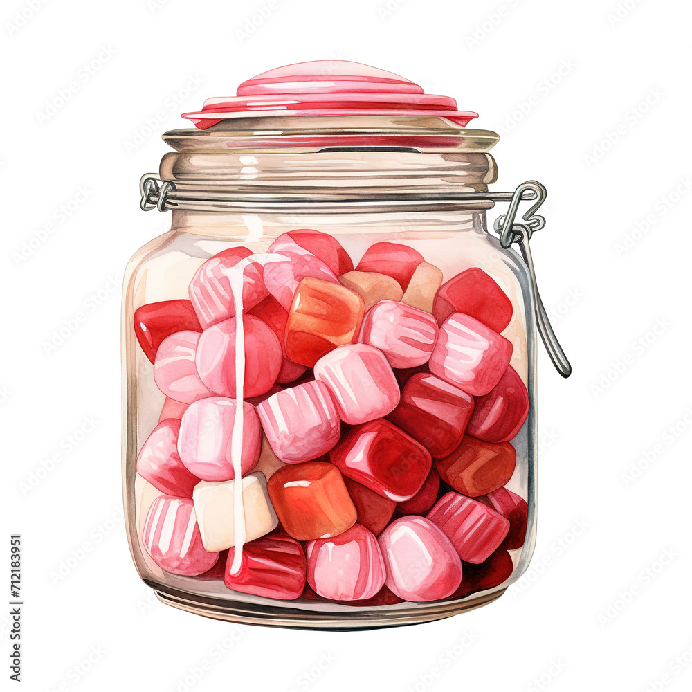 Jar Filled with Pink Candies. AI Generated Image Jar Filled with Pink Candies. AI Generated Image