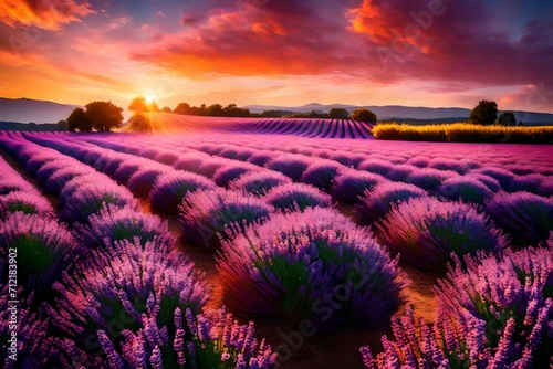 lavender field at sunset