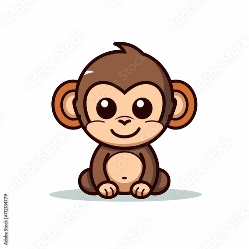 Cute cartoon monkey. illustration. Isolated on white background. Generative AI