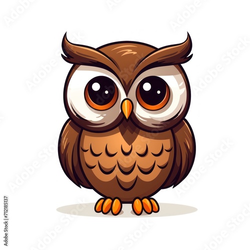 Cute cartoon owl. illustration. Isolated on white background. Generative AI
