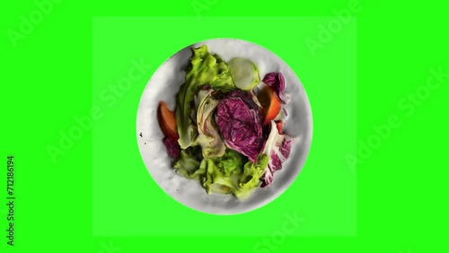 Delicious Food Seamless Loop 3D Animation with Copy Space on Green Screen