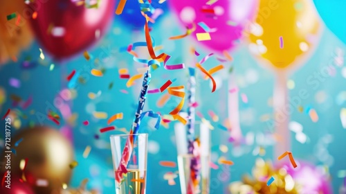 Glasses raised, confetti falling, and festive decor mark a jubilant birthday bash photo