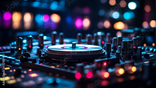 disk jockey equipment with blurred background