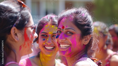 Family, friends, and vibrant colors come together in a joyous Holi gathering © olegganko