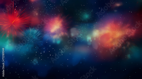 Beautiful creative holiday background with fireworks and sparkles