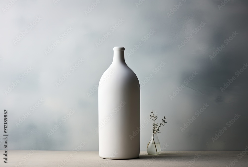 Bottle with milk close-up on a light background