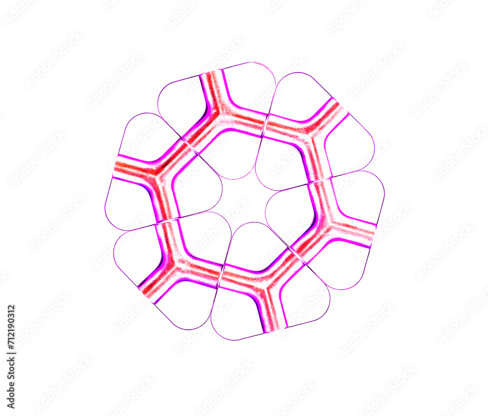 Obraz premium abstract led light reflected through plastic parts on white background