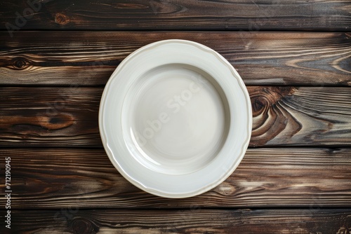 Plate on wooden surface with nothing on it