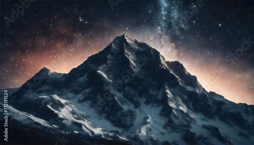 Celestial Symphony- Notte Stellata sopra un Picco Montuoso, una Melodia Celeste nel Profondo Buio