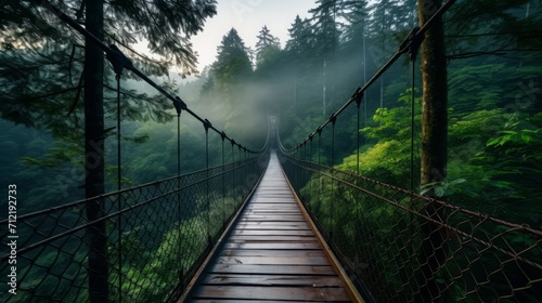 Mystical Forest Bridge Amidst Lush Green Trees