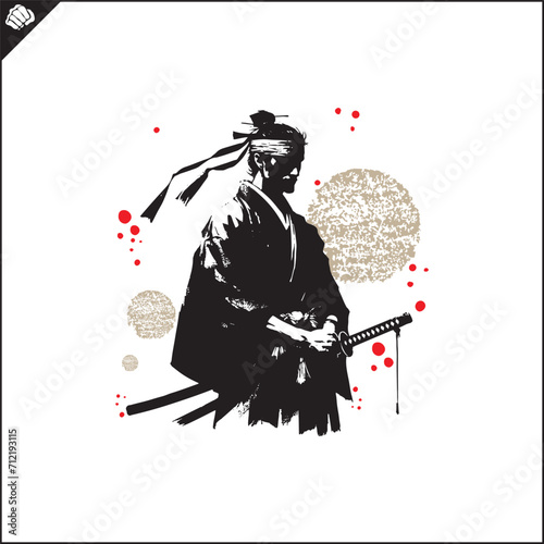 Samurai. Japan warrior whith katana sward.