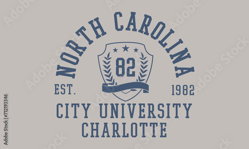 North Carolina City Varsity style graphic. Editable and ready to use for Tee Shirt, hoodie, and others
