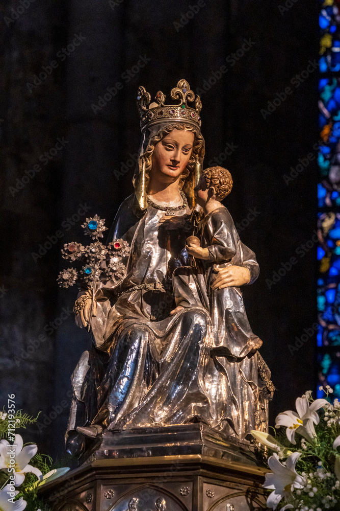 Virgin of Roncesvalles., Royal Collegiate Church of Santa María de Roncesvalles, Orreaga, .Santiago's road, Navarra, Spain