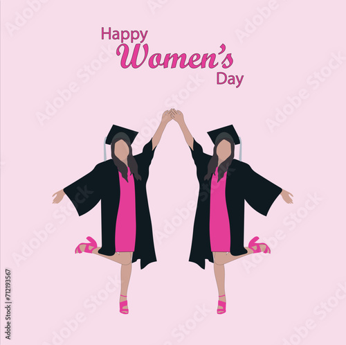 Happy Women's Day, Girl's illustration for international women's day. March 8. Women's Day Celebration.	