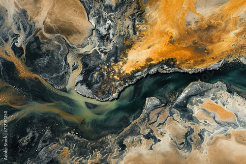 Abstract compositions created by rivers and water bodies from above.