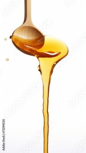 Wallpaper Mural Close-up of honey digging from a wooden ladle on a white isolated background. Torontodigital.ca