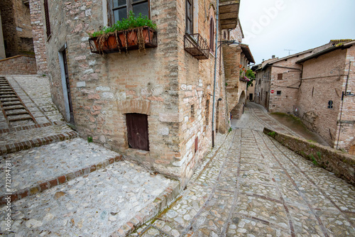 Cobblestone Pedestrian Alley in Spello - Italy