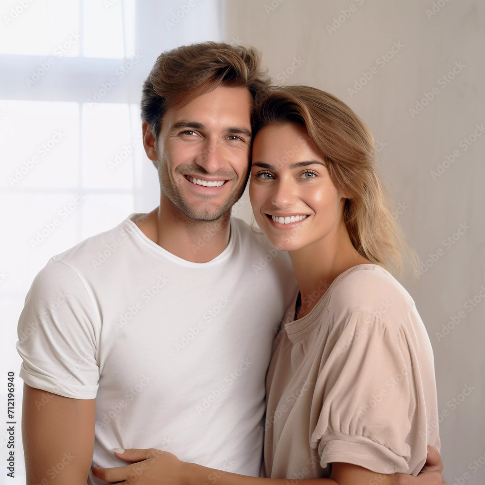 Happy young couple portrait. Generative ai design people art. Happy young couple portrait. Generative ai design people art.