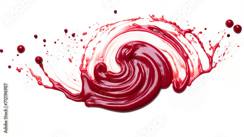 Spread of strawberry sauce jam with splashes isolated transparent Generative AI