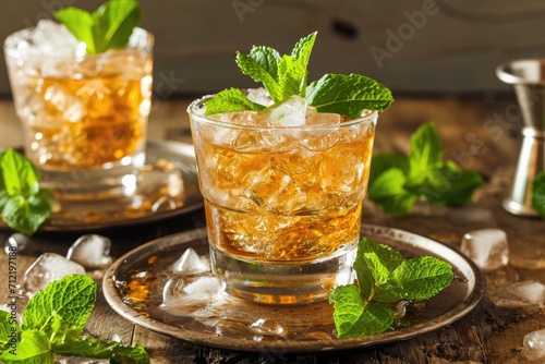 Refreshing Classic Mint Julep with Mint and Bourbon