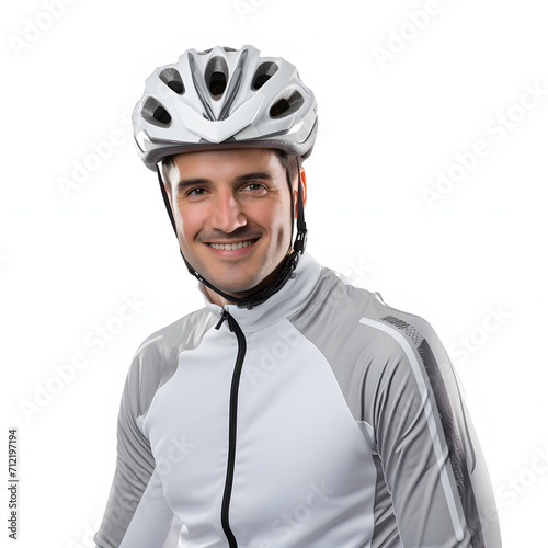 Cyclist with a helmet, emphasizing safety in fitness isolated on white background, vintage, png  © Pixel Prophet